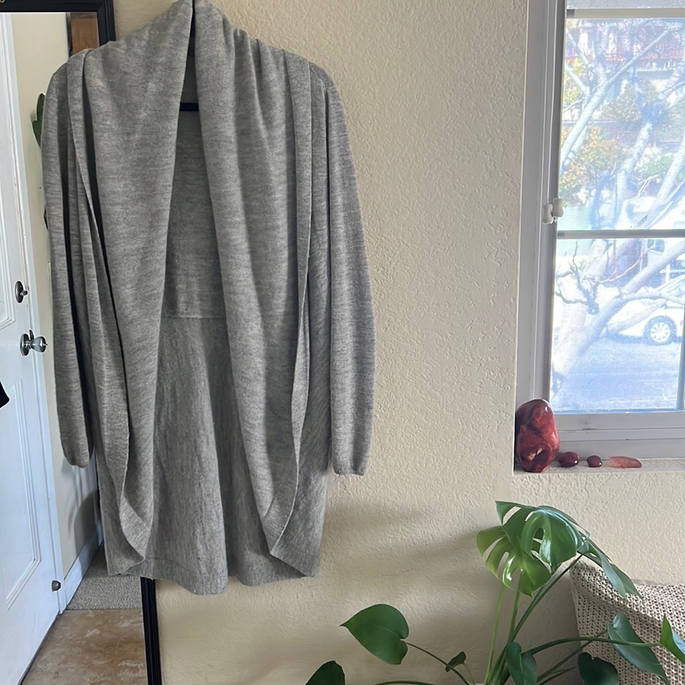 Indigenous Baby Alpaca Solid Gray Open Cardigan S